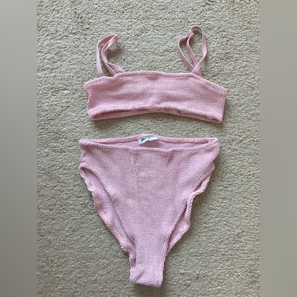 Youswim Pink Two-Piece Textured Bikini